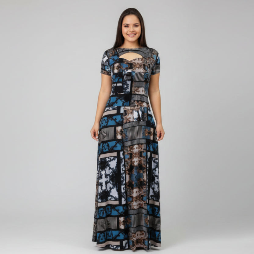 Boho maxi dress for plus size women flowy autumn dress
