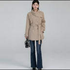 British style elegant trench coat for women in khaki long sleeve socialite coat