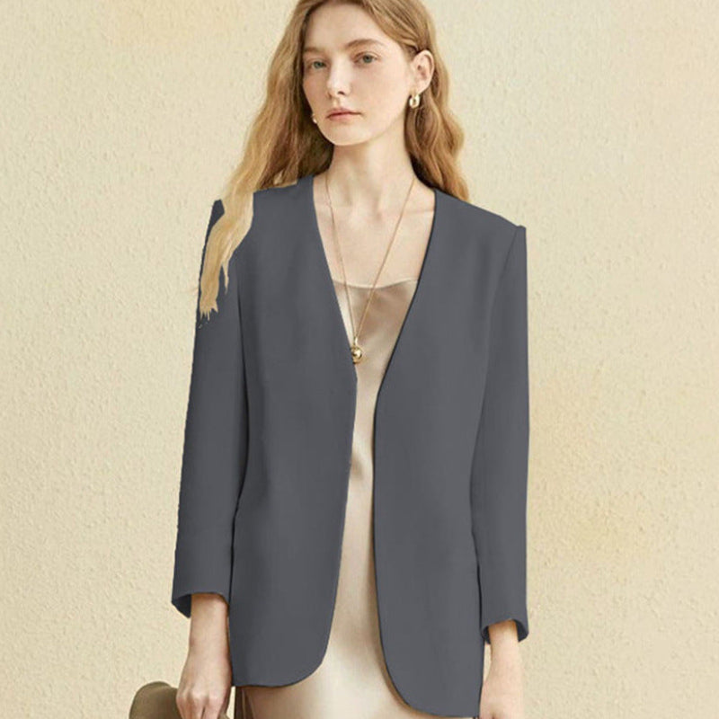 British style women small suit jacket solid color regular fit street blazer top