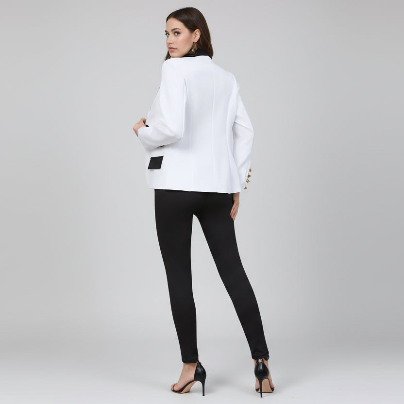 Elegant women pant suit set black and white design