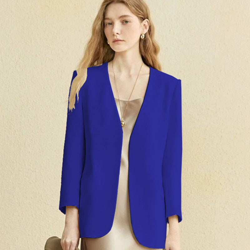Fashionable British style women blazer jacket in blue color options