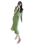 Green women two piece suit elegant coordinated outfit