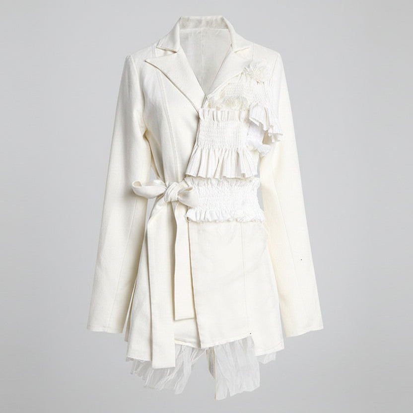 Ladies British style French jacket white elegant commuter coat