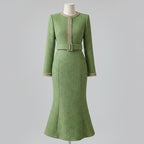 Ladies fashion coord set top and skirt elegant style