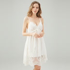 Ladies princess style white lace nightdress elegant sleepwear