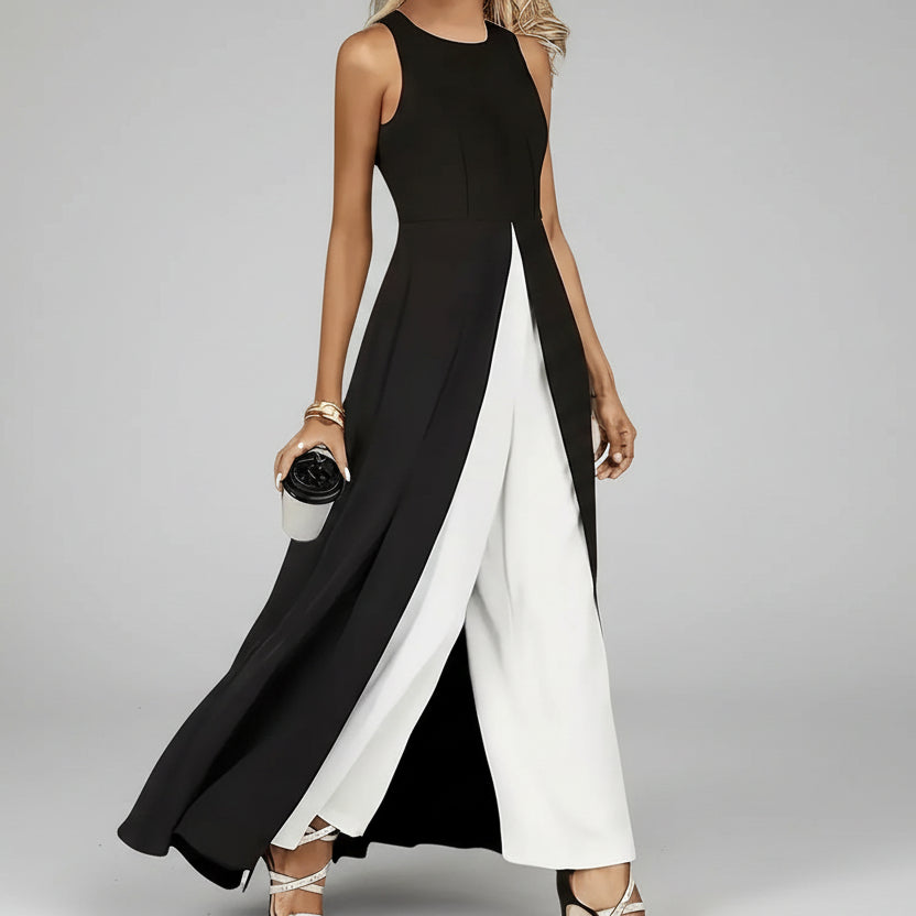Monochrome black and white jumpsuit outfit for women