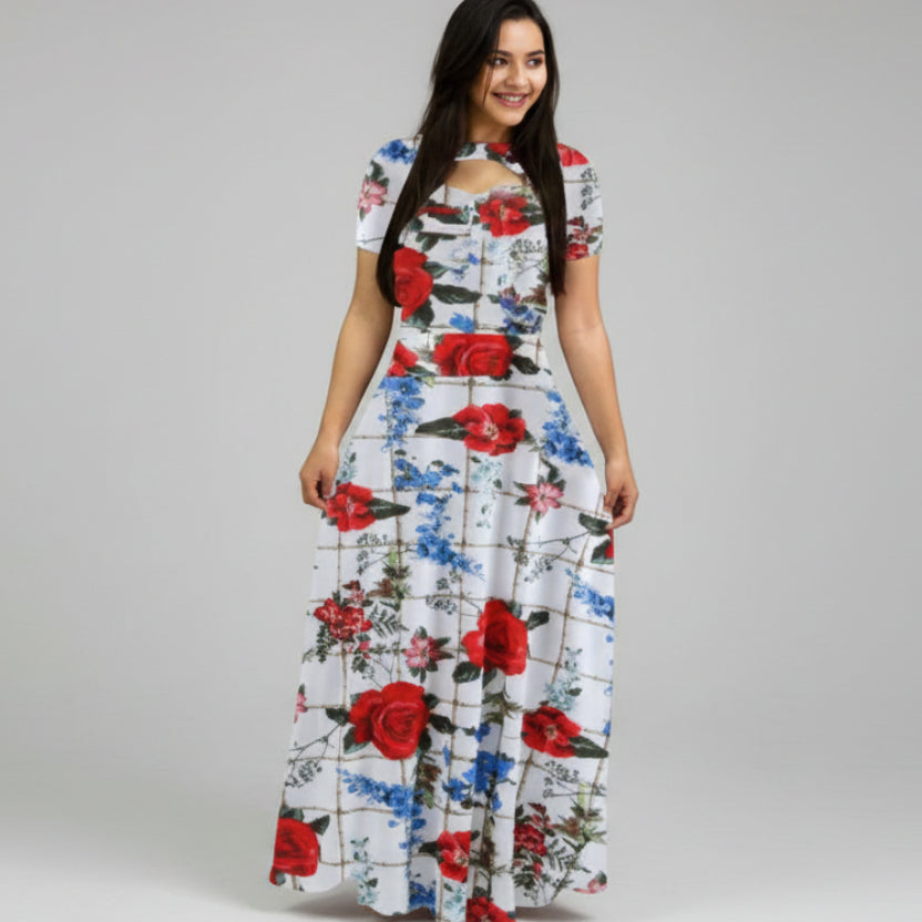 Plus size bohemian autumn maxi dress for women loose swing style