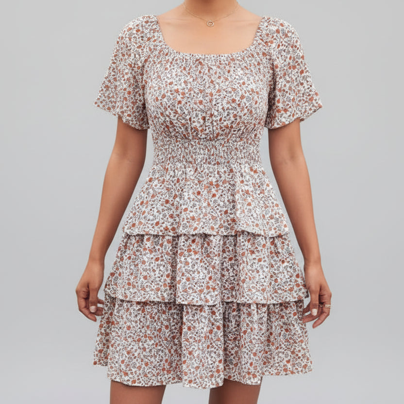 Short sleeve bohemian dress for women trendy summer wear