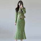 Women elegant top and skirt set fashionable two piece outfit