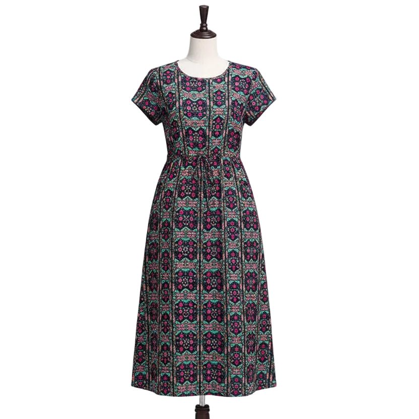 Women’s casual cotton linen mid-length dress elegant style